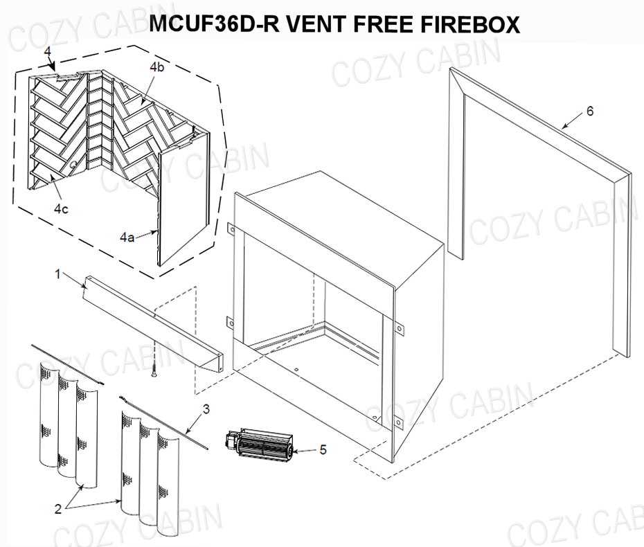 VERMONT CASTINGS MAGNUM VENT FREE FIREBOX (MCUF36D-R)  #MCUF36D-R